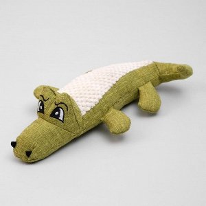 Игрушка текстильная "Крокодил" с пищалкой, 30 см, зелёный