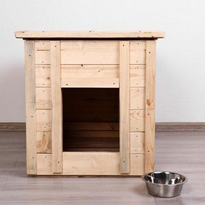 Будка для собак деревянная, крыша прямая, 83 х 63 х 70 см
