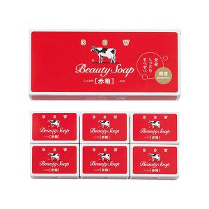 Молочное увлажняющее туалетное мыло с пудровым ароматом роз «Beauty Soap» красная упаковка (кусок 100 г × 6 шт)