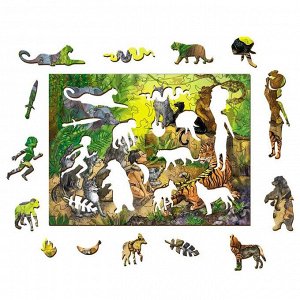 Фигурный деревянный пазл «Маугли» серия «Страна сказок»