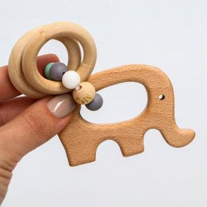 Mum&Baby Прорезыватель силиконовый для зубов Gentle style с элементами из дерева