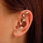 Серьги &quot;Каффы&quot; булавка, листья, цвет белый в серебре