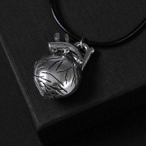 Кулон на шнурке "Анатомия" сердечная мыщца, цвет чернёное серебро, 45 см