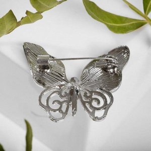 Брошь "Бабочка" необычная, цвет серебро