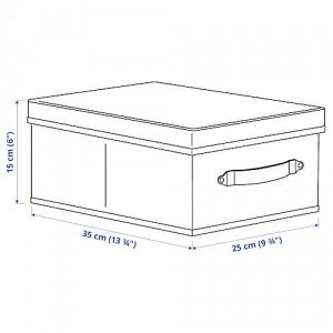 BLÄDDRARE БЛЭДДРАРЕ Коробка с крышкой, серый/с рисунком 25x35x15 см