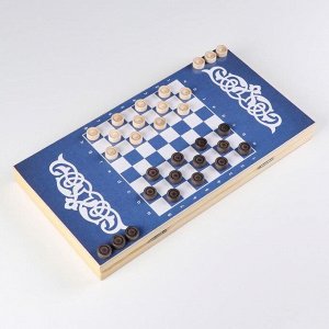 Нарды деревянные большие, настольная игра "Парусник", 40 х 40 см, с полем для игры в шашки