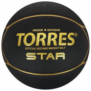 Баскетбольный мяч TORRES Star, B32317, клееный, 7 панелей, р. 7, PU, бутиловая камера