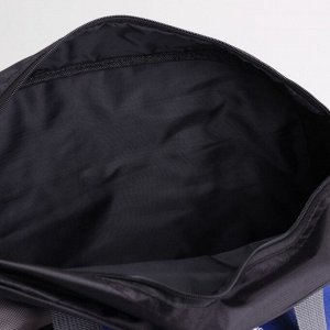 Сумка спортивная, отдел на молнии, наружный карман, длинный ремень, цвет чёрный/синий