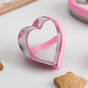 Набор форм для вырезания печенья KONFINETTA «Сердце», 10x8 см, 3 шт, цвет МИКС
