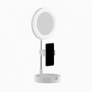 Кольцевая лампа G3 настольная с зеркалом и держателем для телефона, 16 см (pink) ..