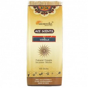 Aromatika Ace Scent Masala благовония Vanilla ВАНИЛЬ, 100 палочек в уп