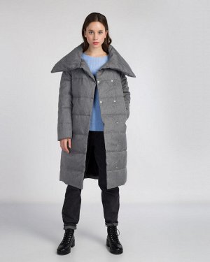 Пальто утепленное жен. (002036) серый меланж