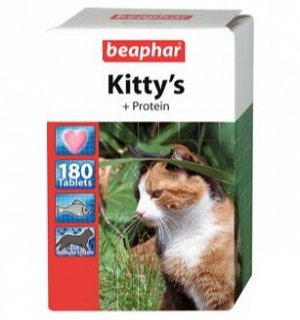 Беафар витамины для кошек Kitty's сердечки с добавлением рыбы протеин 180 таб.*12