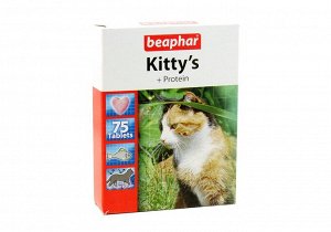 Беафар витамины для кошек Kitty's сердечки с добавлением рыбы протеин 75 таб.*12