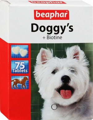 Беафар витамины для собак Doggy`s biotin с биотином 75 таб.*12
