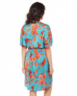 Платье пляжное жен. (001225) оранжево-бирюзовый