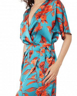 Платье пляжное жен. (001225) оранжево-бирюзовый