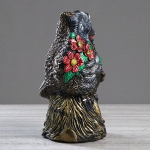 Статуэтка "Сова с цветами" бронза, цветной, 31 см