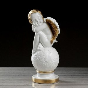 Статуэтка "Ангел на шаре со звёздами" бело-золотой, 40 см