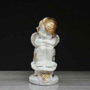 Статуэтка "Ангел с бабочкой" бело-золотой, 32 см