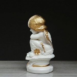 Статуэтка "Ангел с бабочкой" бело-золотой, 32 см
