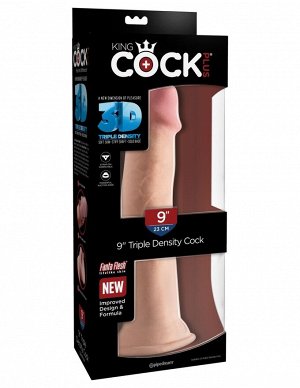 Телесный фаллоимитатор на присоске 9" Triple Density Cock - 26,7 см.