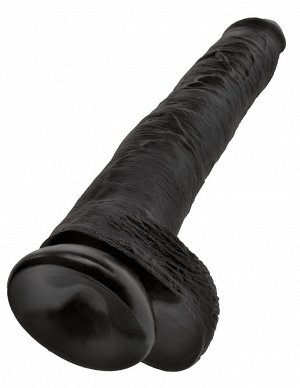 Чёрный фаллоимитатор-гигант 14" Cock with Balls - 37,5 см.