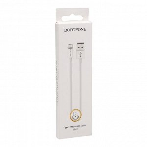 Кабель Borofone BX22, micro USB - USB, 2.4 А, 1 м, белый