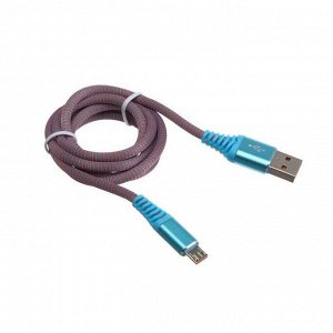 Кабель Crown CMCU-3102M, micro USB - USB, 2 А, 1 м, сине-красный