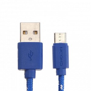 Кабель Crown CMCU-1042C, Type-C - USB, 2 А, 1 м, синий