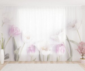 Фототюль Белые тюльпаны