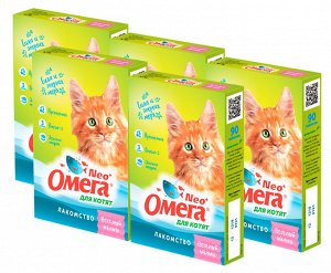 Омега-Нео + для котят Веселый малыш (пребиотик, зеленые мидии, омега3) 60 таб*5