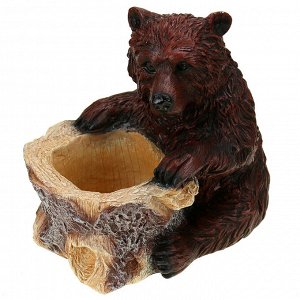Скульптура-фигура кашпо для сада из полистоуна "Медведь средний" 26х22см (Россия)