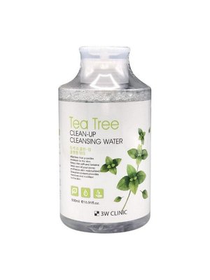 3W CLINIC Вода очищающая мицеллярная "Clean-Up Cleansing Water [Tea Tree], чайное дерево, 500 мл
