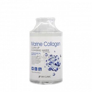 3W CLINIC Вода очищающая мицеллярная "Clean-Up CleansingWater[Marine collagen],мор коллаген, 500 мл