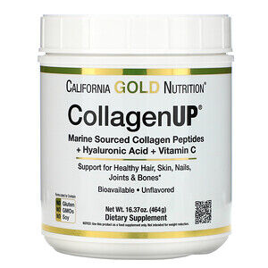 California Gold Nutrition, CollagenUP, гидролизованный морской коллаген, гиалуроновая кислота и витамин C, без вкусовых добавок, 464 г