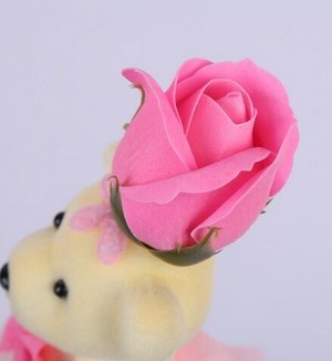 Подарочный набор Мишка с розой из мыла