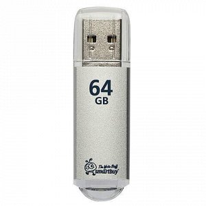Флеш-диск 64 GB, SMARTBUY V-Cut, USB 2.0, металлический корпус, серебристый, SB64GBVC-S