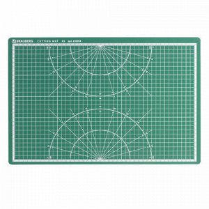 Коврик (мат) для резки BRAUBERG 3-слойный, А3 (450х300 мм), двусторонний, толщина 3 мм, зеленый, 236904