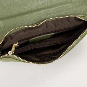Сумка женская, отдел с перегородкой на молнии, наружный карман, с ручкой, длинный ремень, цвет зелёный