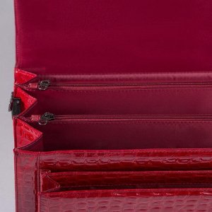 Папка деловая, 2 отдела на клапане, 2 наружных кармана, длинный ремень, цвет ярко-красный
