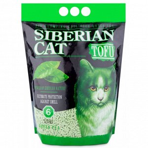 Соевый наполнитель Сибирская кошка Тофу Зеленый чай 6л смываемый