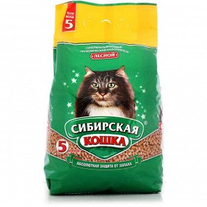 Сибирская кошка наполнитель 5л Лесной (древес.гранулы 10мм)