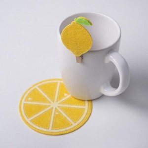 Подстаканник "Лимон" 10 см, 100% п/э, фетр