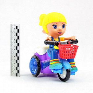 Stunt Tricycle-Девочка на трехколесном велосипеде (крутится,светит,звук 3*R6)(№YJ-3024)