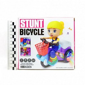 Stunt Tricycle-Девочка на трехколесном велосипеде (крутится,светит,звук 3*R6)(№YJ-3024)