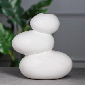 Ваза настольная "Сбалансированные камни", белый цвет, 20 см, керамика