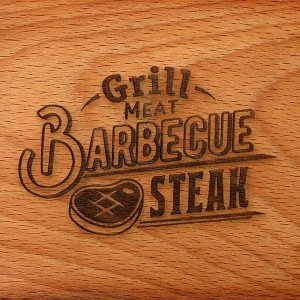 Деревянная тарелка для подачи прямоугольная "Grill Meat, Barbecue steak", бук