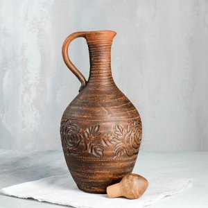 Винная бутылка "Грузия", декор, красная глина, 2 л