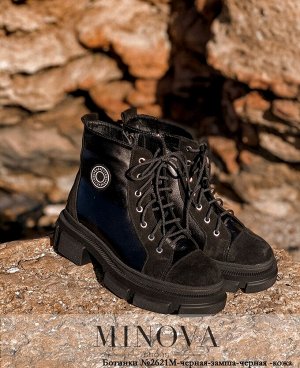 Ботинки №2621М-черная-замша-черная -кожа